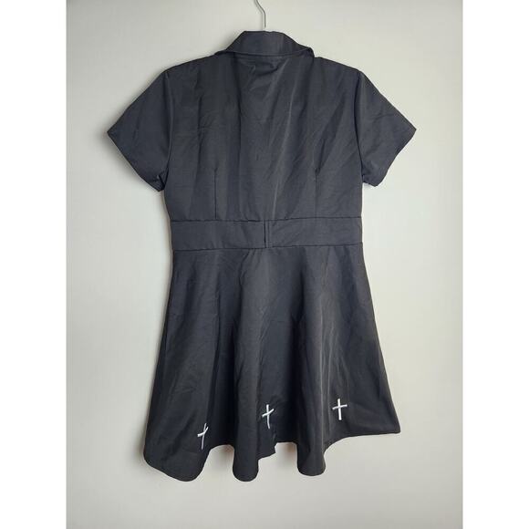Snap front womens dress measures M cross, goth emo grunge nun missing straps - Picture 6 of 11